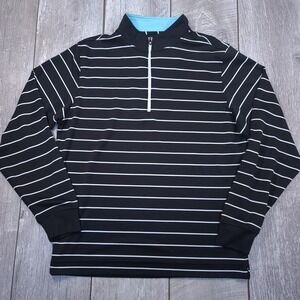 FootJoy Quarter Zip Pullover Mens Large Black Striped Performance Long Sleeve